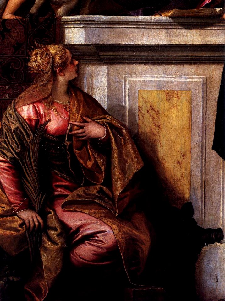 Paolo Veronese - Holy Family with Sts Anthony Abbot, Catherine and the Infant John the Baptist (detail) - WGA24764