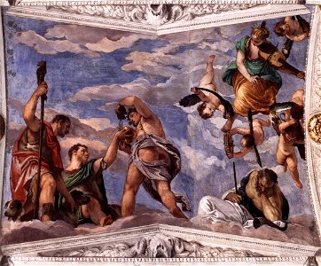 Paolo Veronese - Bacchus, Vertumnus and Saturn - WGA24900. Free illustration for personal and commercial use.