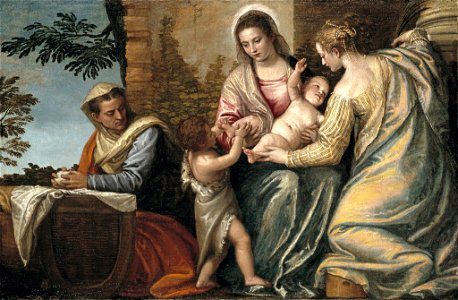 Paolo Veronese - Madonna and Child - St. Elizabeth - the Infant St. John the Baptist - St. Catherine. Free illustration for personal and commercial use.