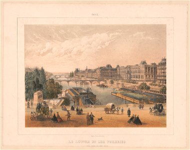 Paris. Le Louvre et les Tuileries vue prise du Pont Neuf - Charles Rivière del. et lith. LCCN2016652457