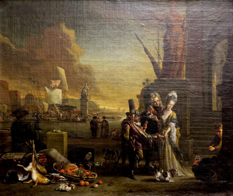 Paris - Musée du Louvre - Jan Weenix - Port de mer méridional avec vendeur de colifichets - 1704 - INV 1938 - 001