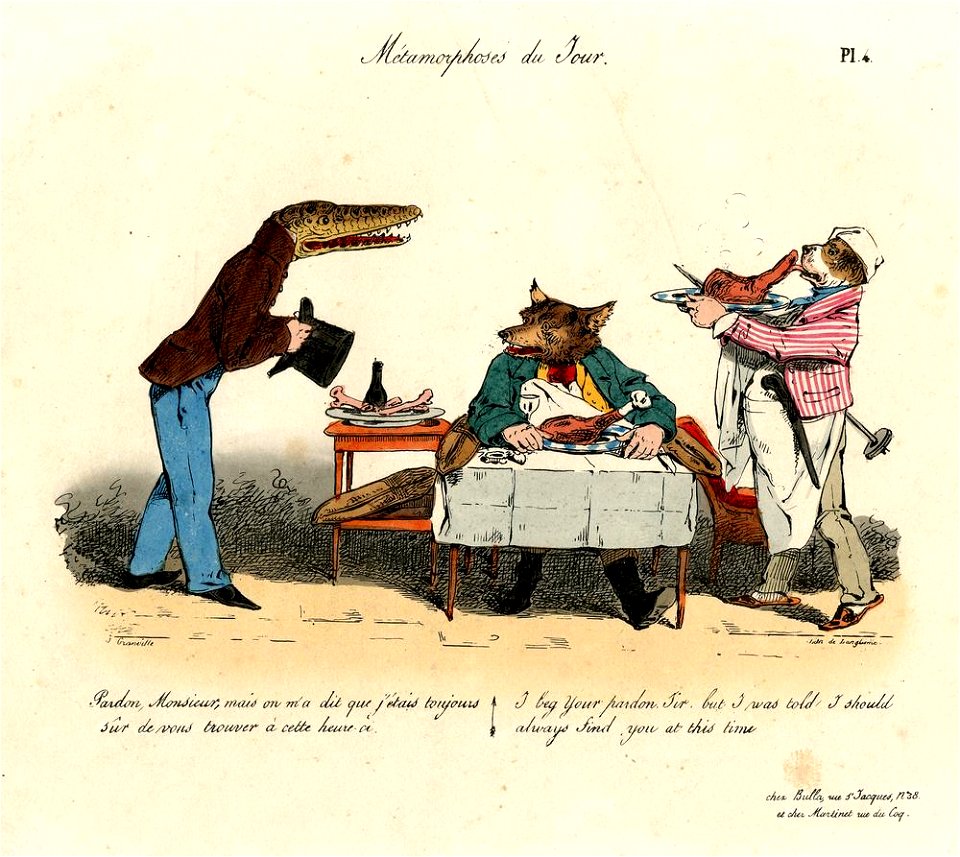 Pardon Monsieur, mais on m'a dit que j'étais toujours sûr de vous trouver à cette heure-ci. (BM 1886,1012.262)