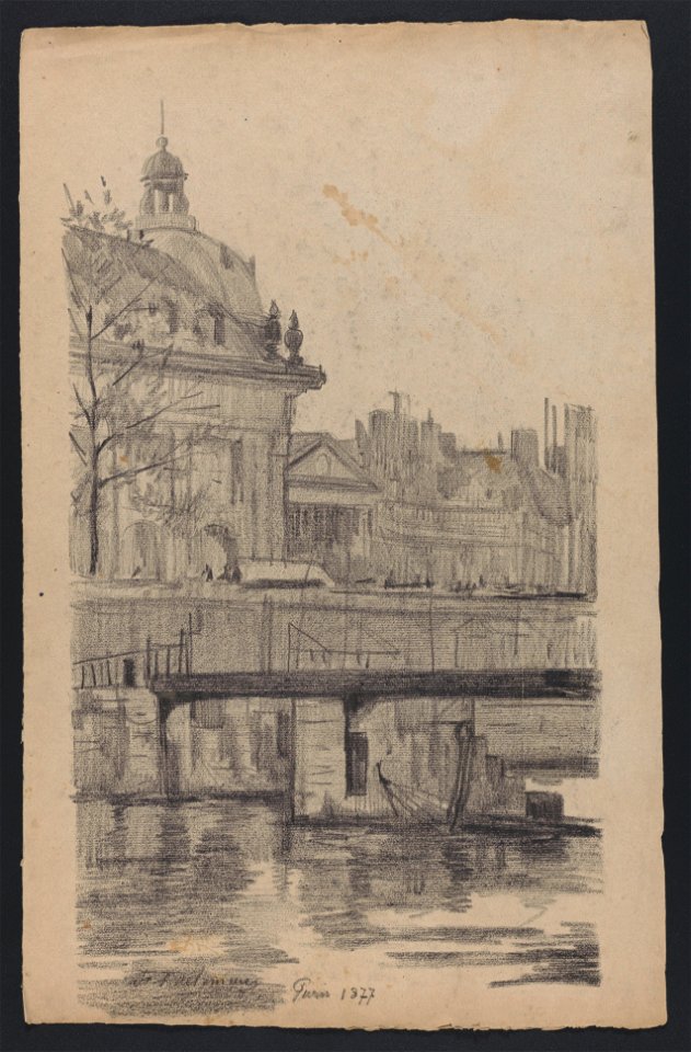 Paris (vue de la Seine et du Collège des Quatre Nations (actuellement siège de l'Institut de France)) 1877 drawing by Jean-François Taelemans, R-2009-26337, Prints Department, Royal Library of Belgium