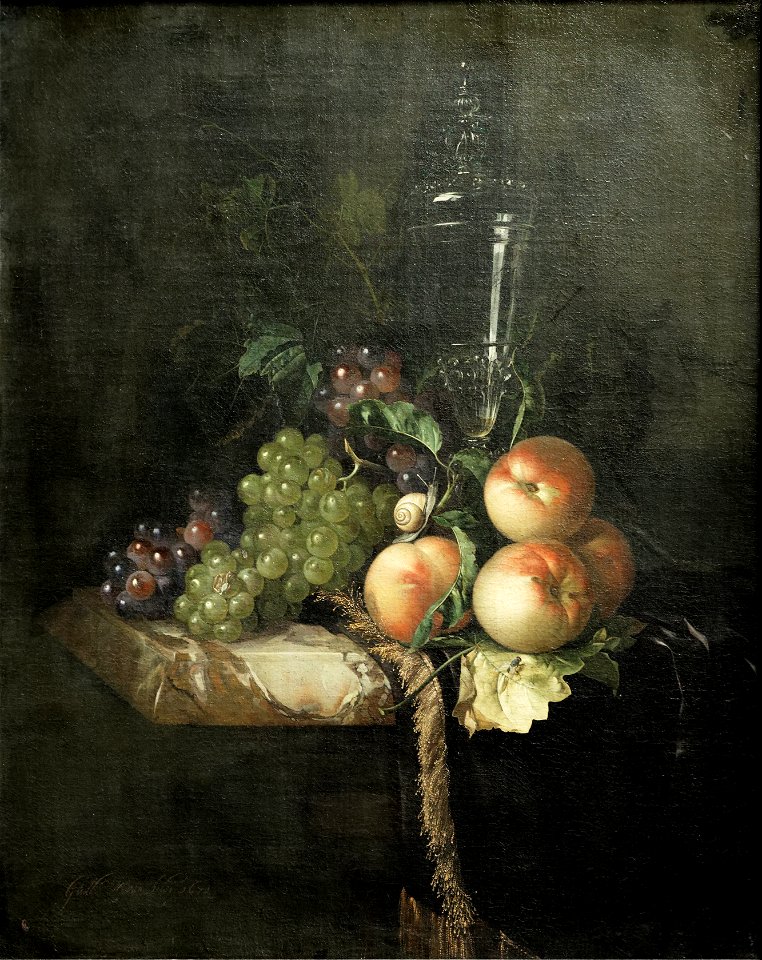 Paris - Musée du Louvre - Willem van Aelst - Raisins, pêches et grand verre - INV 666 - 001