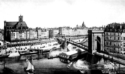 Paris - Bateaux vapeur pres du pont Louis-Philippe vers 1840