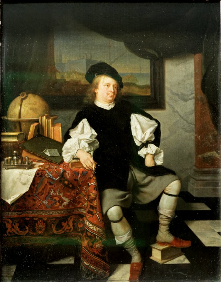 Paris - Musée du Louvre - Eglon van der Neer - Portrait d'un négociant dans son cabinet - INV 1932 - 001