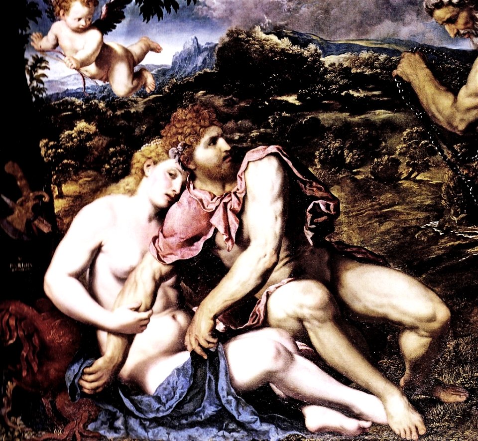 Paris Bordone - Venere Marte e Vulcano (particolare) - Staatliche Museen, Berlin