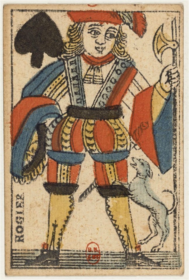 Paris Portrait card deck - 1740-1751 - Jack of Spades