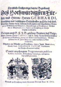 Pappus Leichpredigt Waldburg 1601 (Isny)