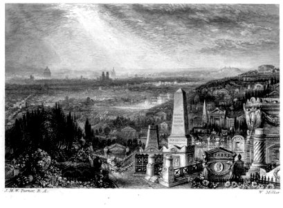Paris from Pere-la-Chaise proof engraving by William Miller after Turner R536
