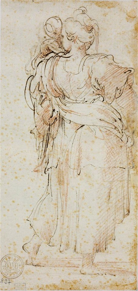 Parmigianino - recto Study for a Woman Carrying a Child, 1897, 17754