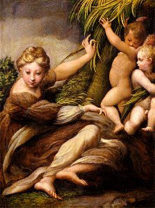 Parmigianino - Virgin and Child with an Angel - WGA17045. Free illustration for personal and commercial use.