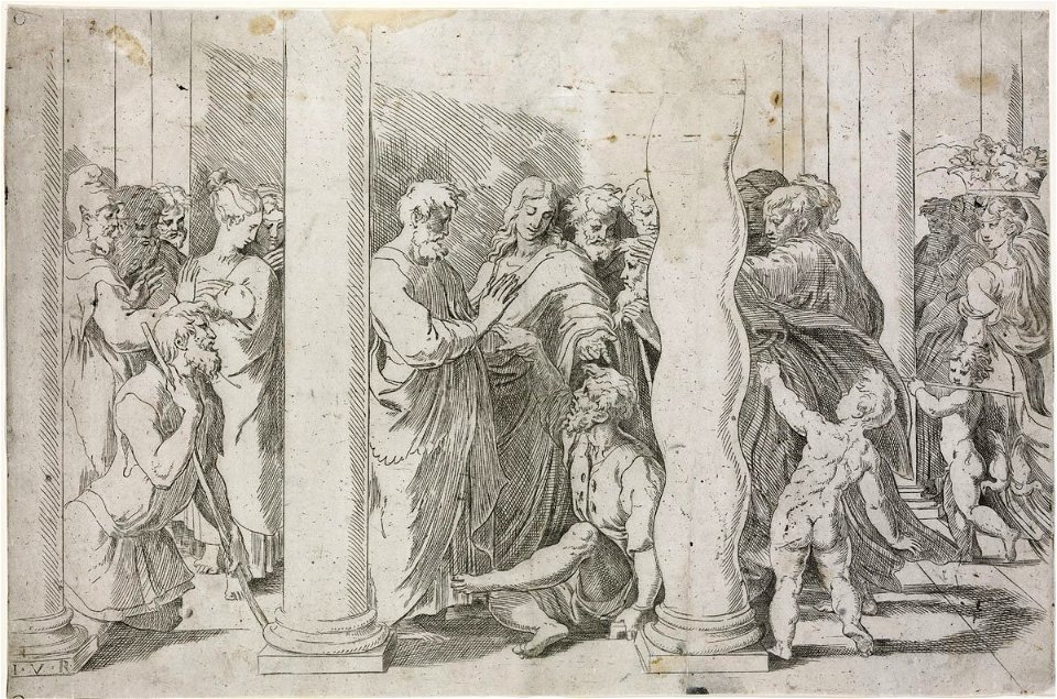 Parmigianino - Saint Peter and Saint John Healing the Lame Manat the Beautiful Gate of the Temple, 7126