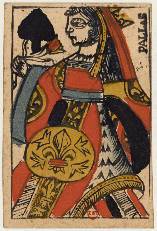 Paris Portrait card deck - 1740-1751 - Queen of Spades