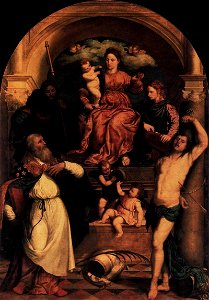 Paris Bordone - Madonna and Child with Saints - WGA2457