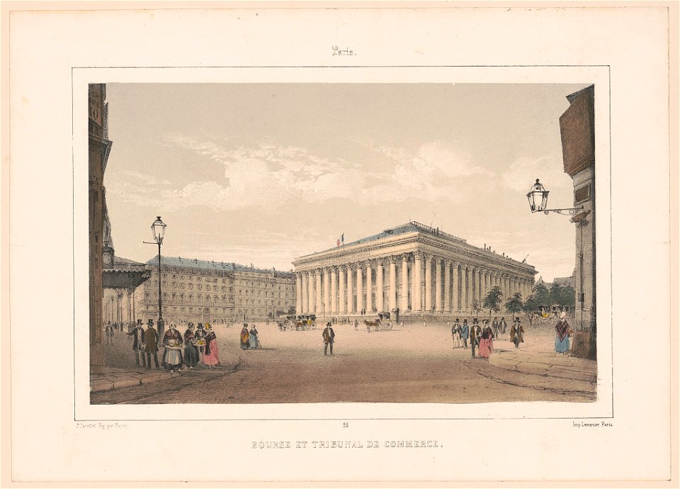 Paris. Bourse et Tribunal de Commerce - J. Jacottet fig. par Bayot ; Imp. Lemercier, Paris. LCCN2016652398