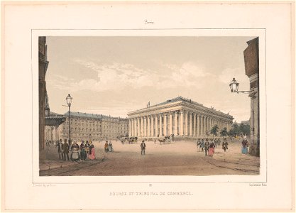 Paris. Bourse et Tribunal de Commerce - J. Jacottet fig. par Bayot ; Imp. Lemercier, Paris. LCCN2016652398. Free illustration for personal and commercial use.