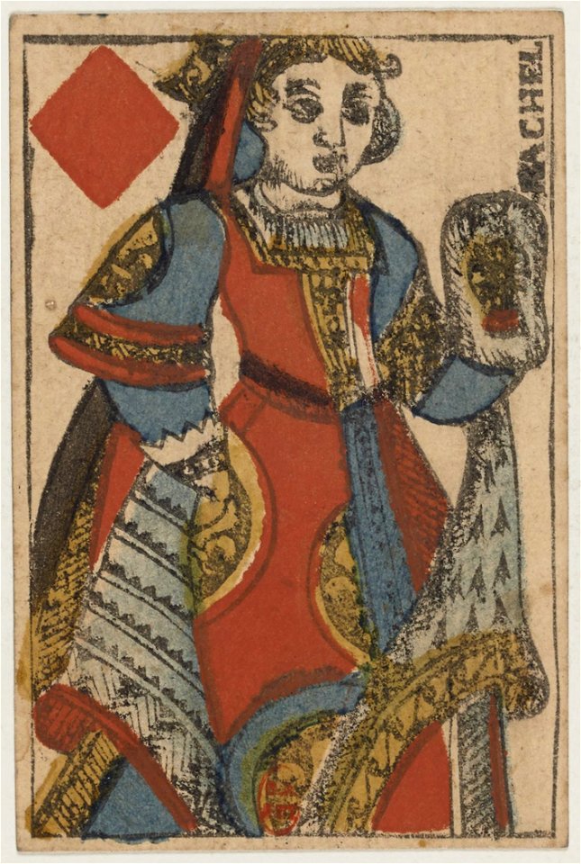Paris Portrait card deck - 1740-1751 - Queen of Diamonds
