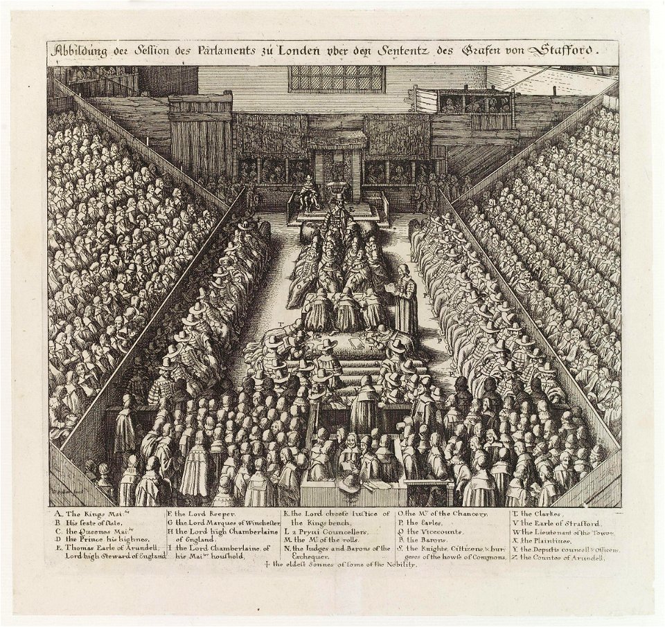 Parliament sentencing Thomas Wentworth, 1st Earl of Strafford' (Thomas Wentworth, 1st Earl of Strafford) by Wenceslaus Hollar
