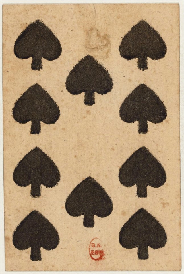 Paris Portrait card deck - 1740-1751 - 10 of Spades