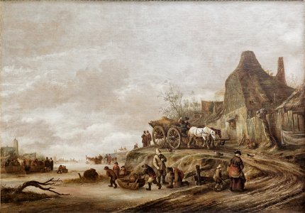 Paris - Musée du Louvre - Isaack van Ostade - Canal gelé avec carriole descendant un chemin - INV 1689 - 001