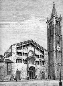 Parma - Facciata del Duomo (xilografia)