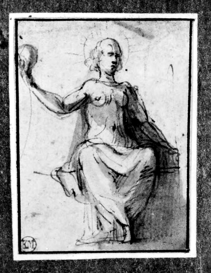 Parmigianino - Draped Woman Seated to the Front Holding a Globe in her Right hand, NMH 2441863