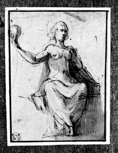 Parmigianino - Draped Woman Seated to the Front Holding a Globe in her Right hand, NMH 2441863