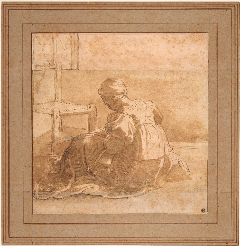Parmigianino - Girl Seated on the Ground Near a Chair, IV, 46a