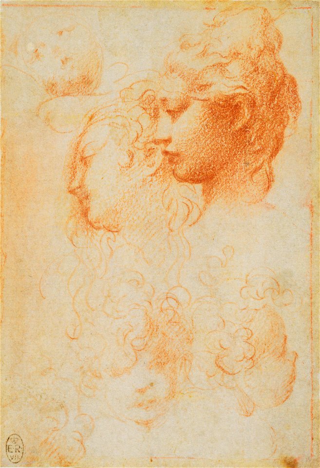 Parmigianino - Studies of women's and children's heads c.1524, RCIN 990345
