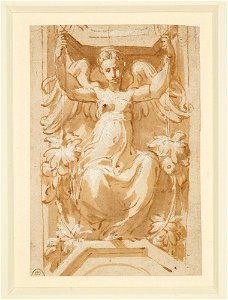 Parmigianino - A winged woman seated on a swing c.1531-5, RCIN 990550