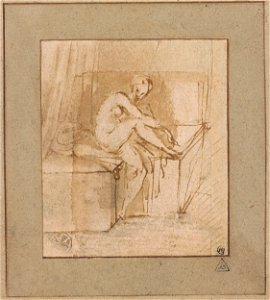Parmigianino - Nude Woman Seated on a Bed, I, 46d1