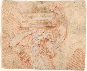 Parmigianino - Circle of - Half-Length Figure of a Male Caryatid Supporting Springing of a Vault, 1989.68