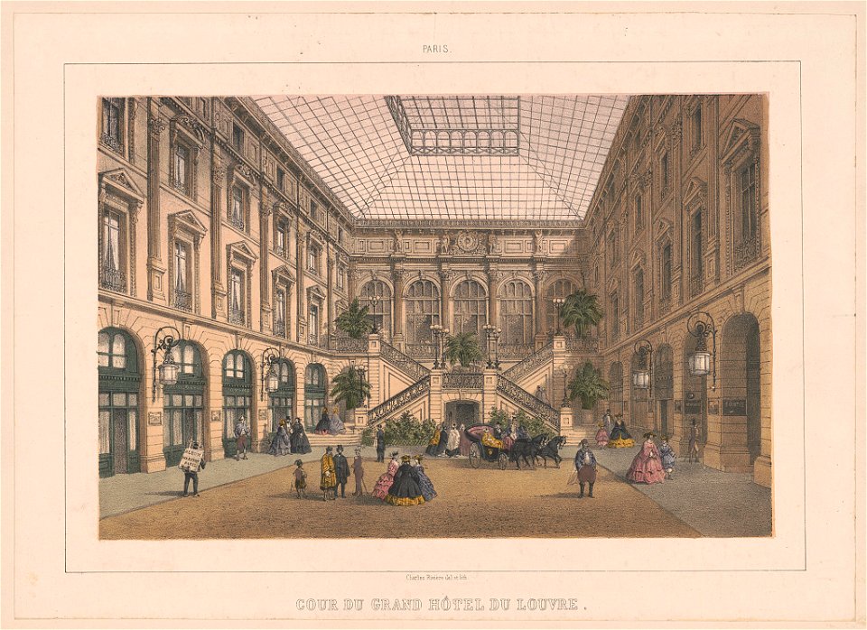 Paris. Cour du Grand Hôtel du Louvre - Charles Rivière del. et lith. LCCN2016652454