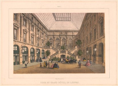 Paris. Cour du Grand Hôtel du Louvre - Charles Rivière del. et lith. LCCN2016652454