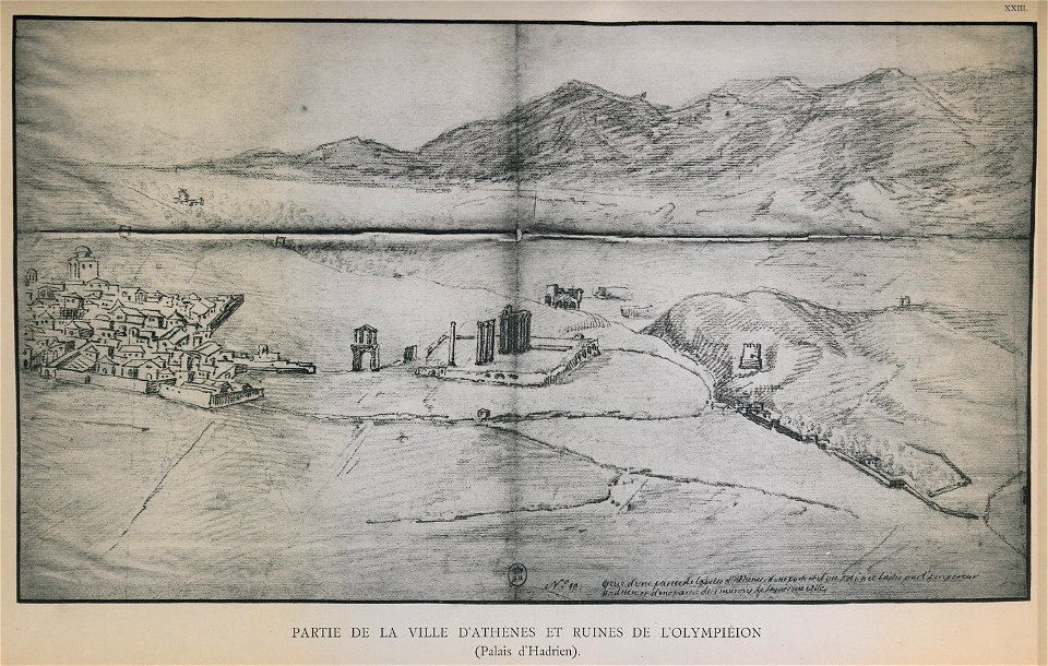 Partie de la ville d'Athènes et ruines de l'Olympieion (Palais d'Hadrian) - Omont Henri Auguste - 1898