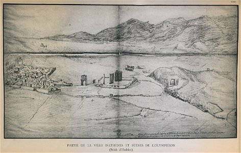 Partie de la ville d'Athènes et ruines de l'Olympieion (Palais d'Hadrian) - Omont Henri Auguste - 1898