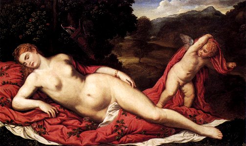 Paris Bordone - Sleeping Venus with Cupid - WGA02462