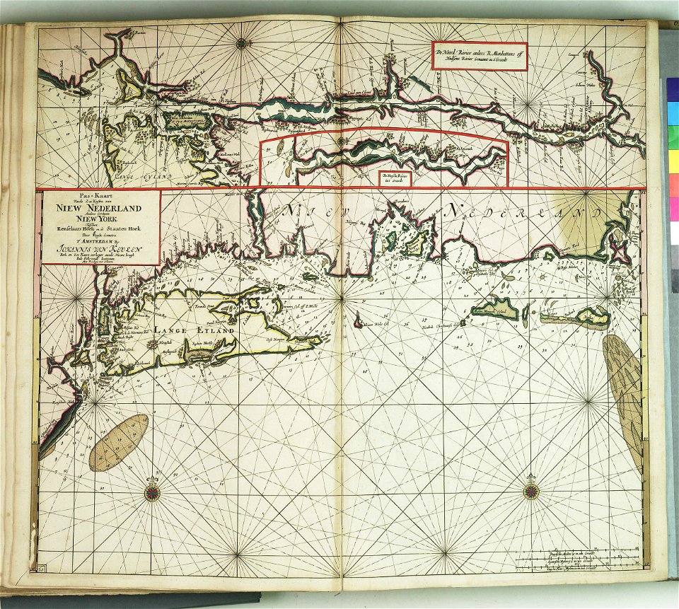 Pas kaart van de zee kusten van Virginia tusschen C Henry en t hooge land van Renselaars Hoek RMG F8148