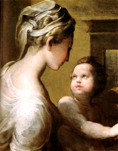 Parmigianino, matrimonio mistico di santa caterina, national gallery di londra, dettaglio 01