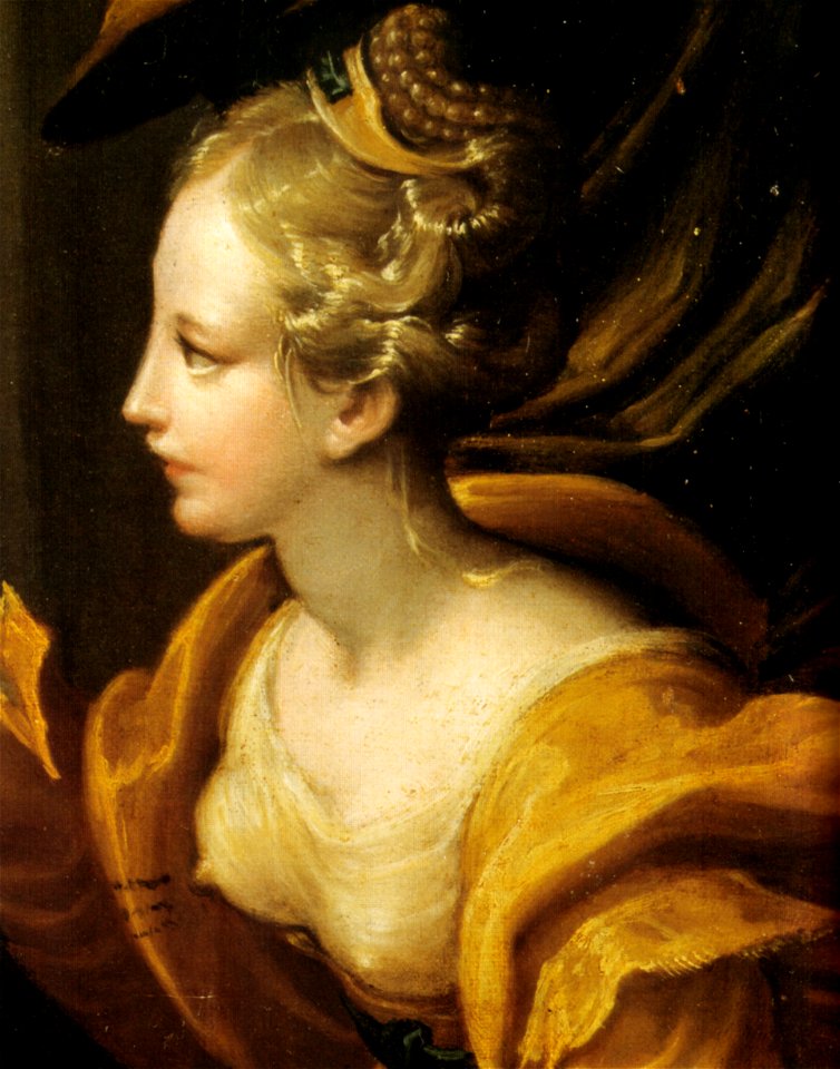 Parmigianino, matrimonio mistico di santa caterina, collezione privata, dettaglio