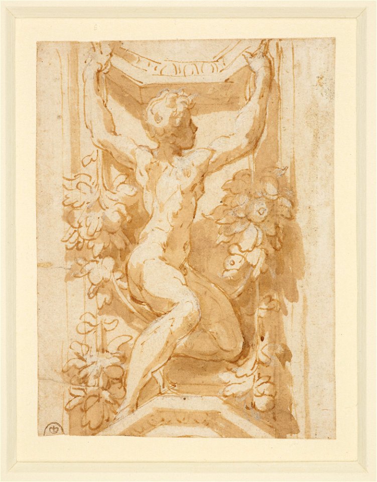 Parmigianino - A nude youth with garlands c.1531-5, RCIN 990549