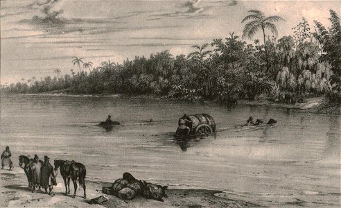 Pasaje del río Santa Lucía - Corrientes, según D'Orbigny