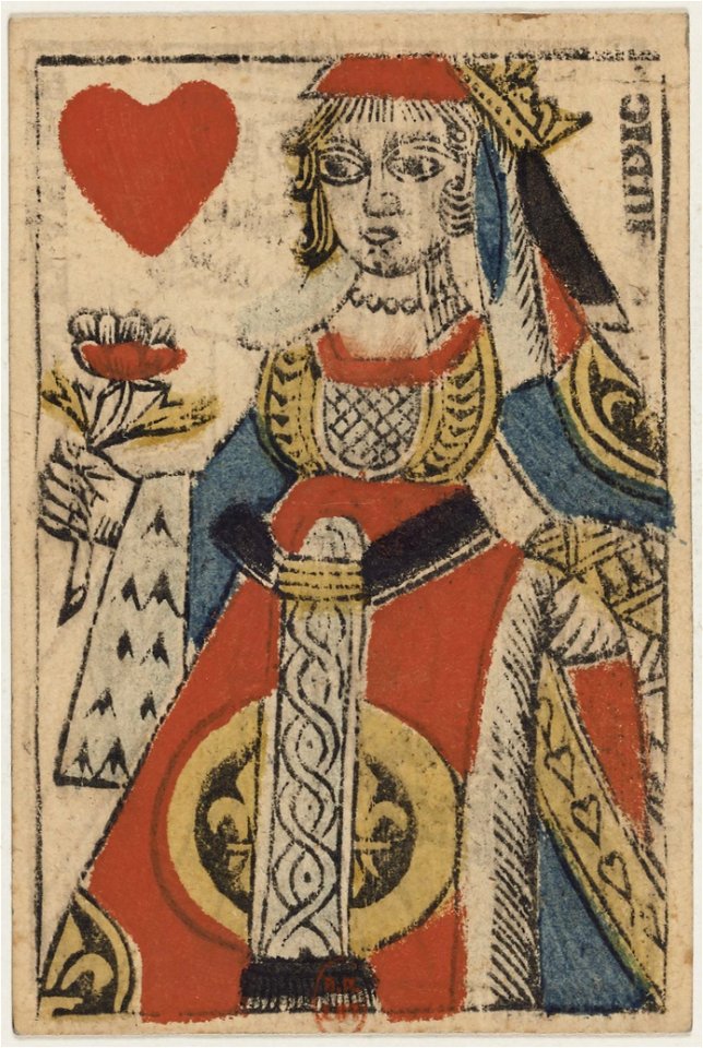 Paris Portrait card deck - 1740-1751 - Queen of Hearts