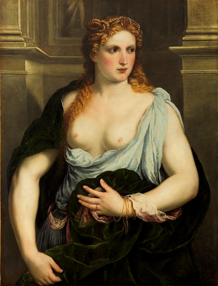 Paris Paschalinus Bordon, gen. Bordone, , Kunsthistorisches Museum Wien, Gemäldegalerie - Bildnis einer Frau im grünen Mantel - GG 18 - Kunsthistorisches Museum