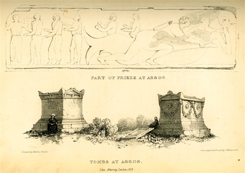 Part of frieze at Assos Tombs at Assos - Fellows Charles - 1839