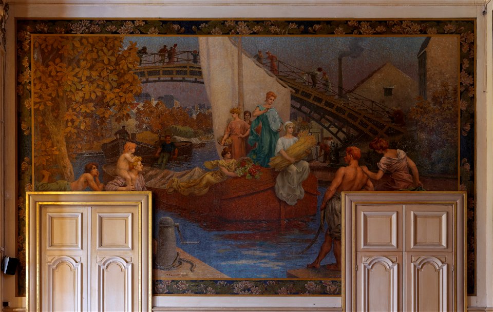Paris, mairie du 10e arrdt, salle des fêtes, Paul Baudoüin, Allégorie du Canal Saint-Martin (1906) 01