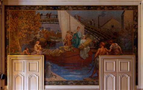 Paris, mairie du 10e arrdt, salle des fêtes, Paul Baudoüin, Allégorie du Canal Saint-Martin (1906) 01