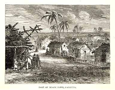 Part of Black Town, Calcutta, engraving, 1881. Free illustration for personal and commercial use.