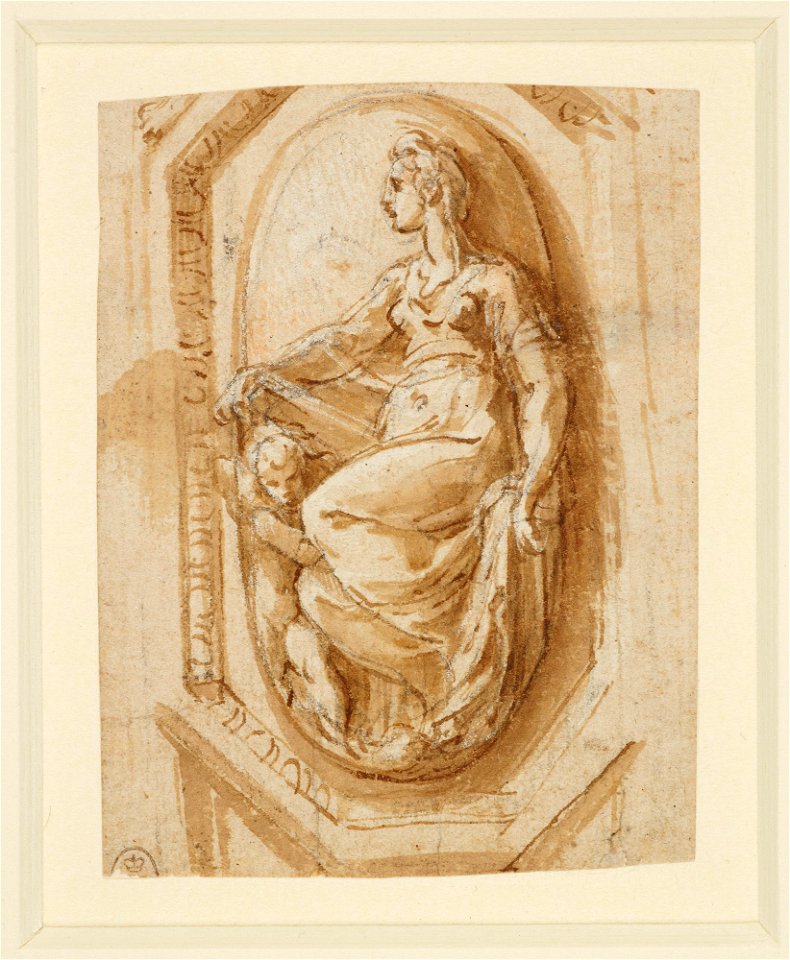Parmigianino - A Sibyl seated in left profile, in a ceiling coffer c.1531-5, RCIN 990548